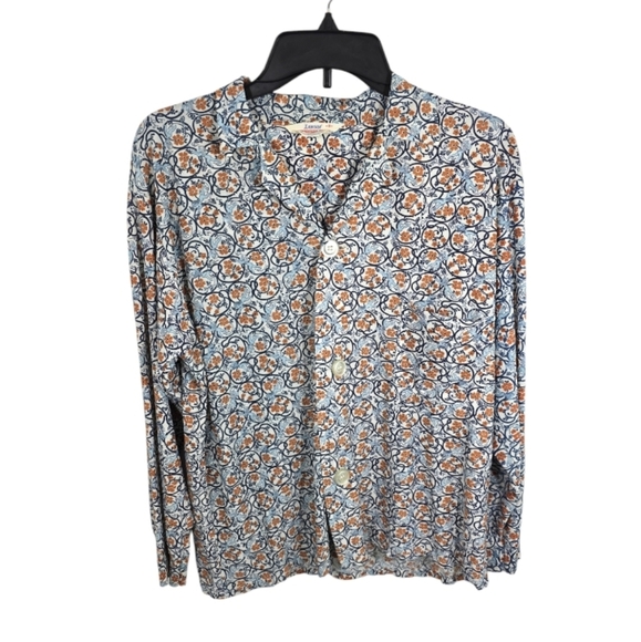 {Lawson} Mid-Century Vinatage Button Down Floral Print Blouse - Picture 3 of 14